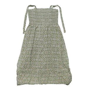 Kranda Women's Green Tie Shoulder Smocked Floral Maxi Dress Size XXL